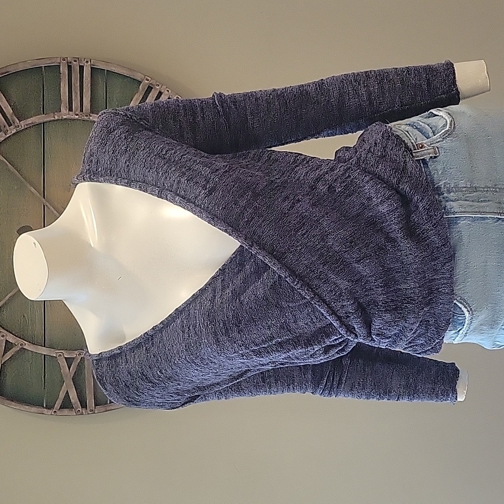 Free People Cotton and Linen Blend faux wrap sweater
